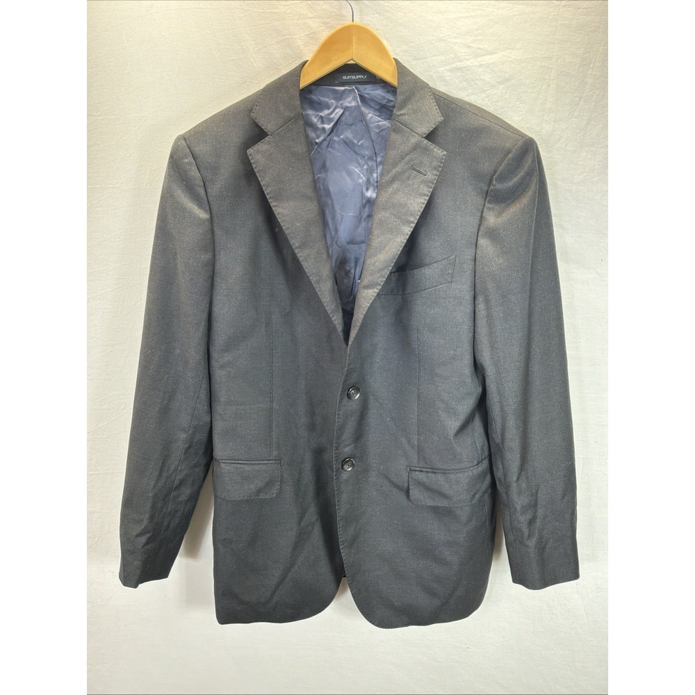 SUITSUPPLY Napoli Super 110s Reda Wool Charcoal Two Button Suit Jacket Sz 40S